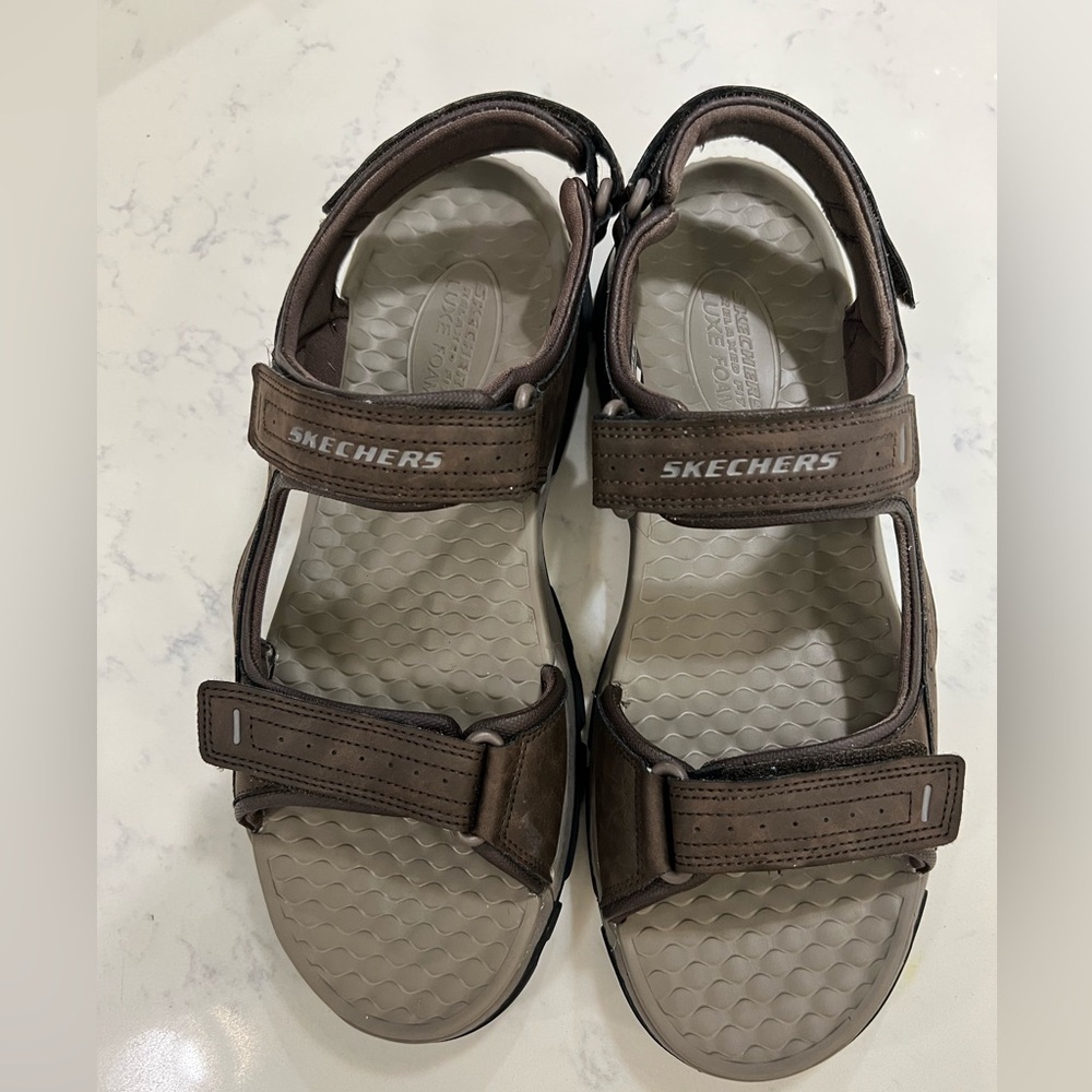Skechers Dark Brown Open-Toe Sandals - Picture 1 of 11